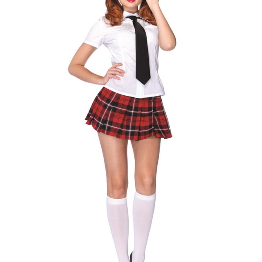 Red Plaid school girl Skirt